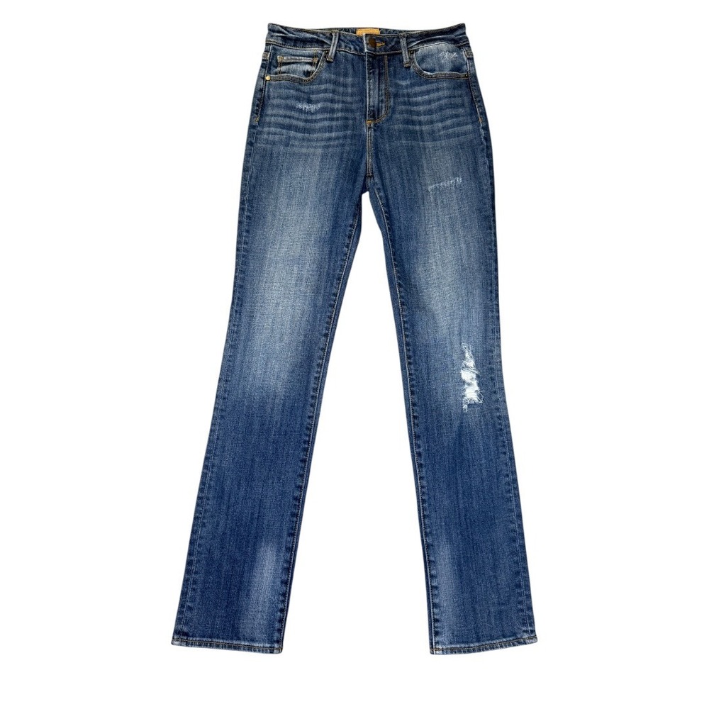 Driftwood Audrey High Rise Straight Leg Jeans Blue Distressed Women's Size 4‎ 27